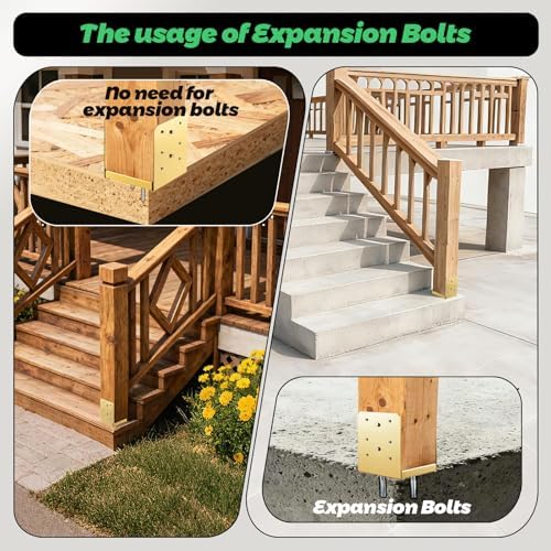4"x4" Adjustable Post Base, 4Pcs,Golden,Stainless Steel Post Anchor...