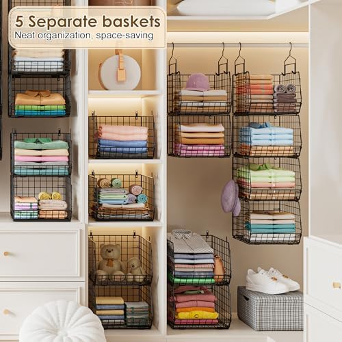Capacity Upgrade Edition Deeper 4'' 5 Tier Foldable Hanging Closet Or...