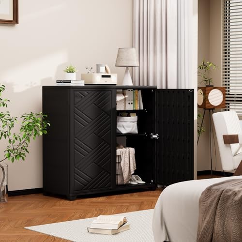 Mrosaa Storage Box Outdoor Caninet,Resin Indoor Storage Box Waterproof Outdoo...
