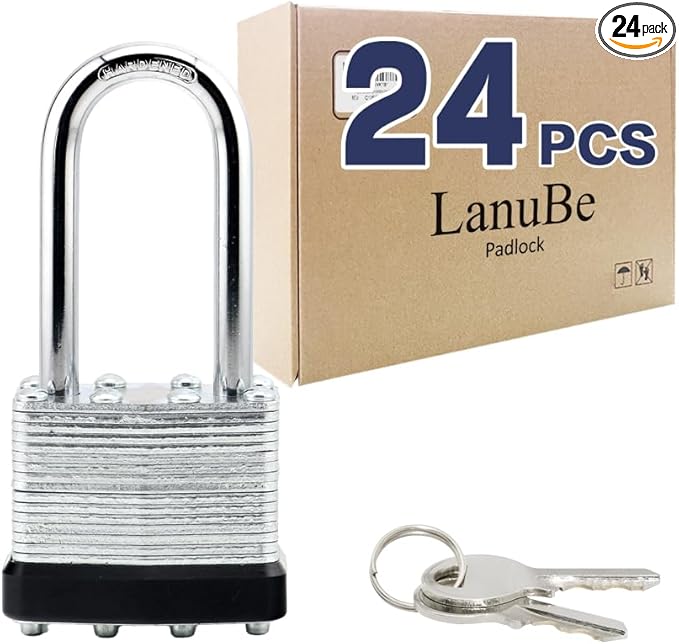 LanuBe Lock Laminated keyed Padlock, keyed Alike Locks, Long Shackle, Marked ...