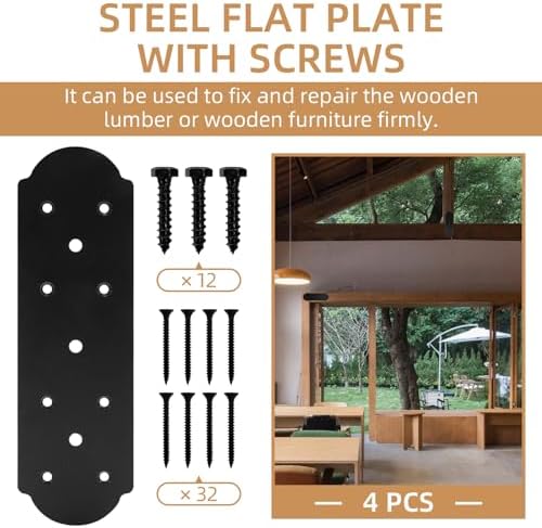 I Shape Steel Flat Bracket, 4 Pcs 10" X 3" Flat Fixing Mending Plat...