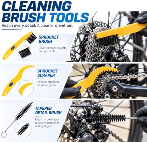 Bike Cleaning Kit, 13-Piece with Degreaser, Lube & Chain Scrubber