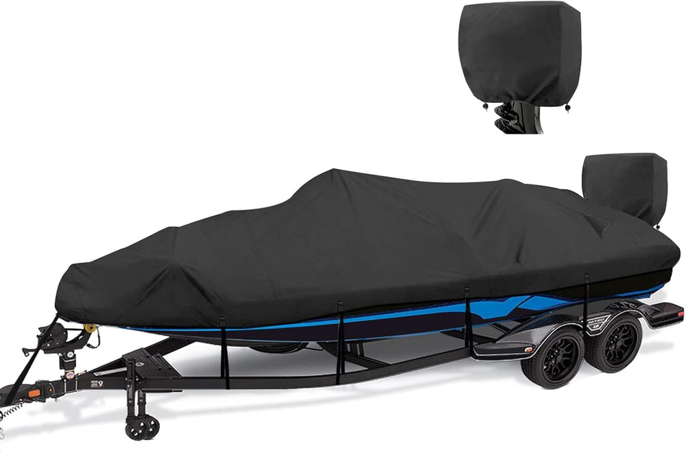 Boat Covers 17-19ft, 1200D Waterproof V-Hull, Black