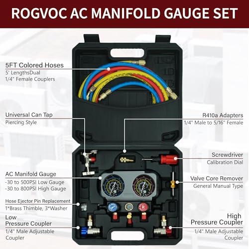 CALPOSE AC Manifold Gauge Set for R134a R410a R32 R22 Refrigerant