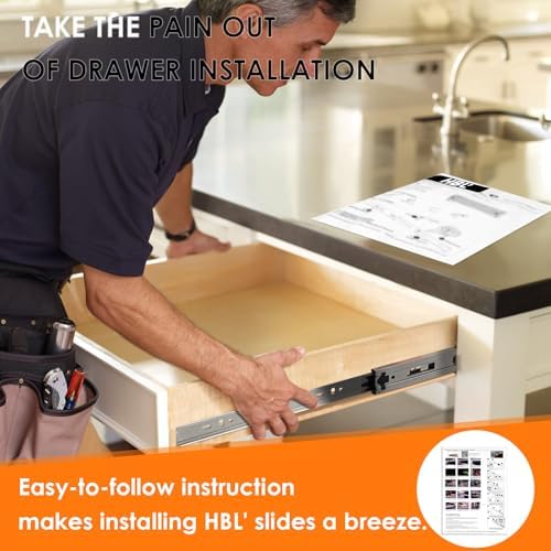 HBL'10 Pairs Soft Close Drawer Slides 22 inch,Full Extension,200Lbs Load