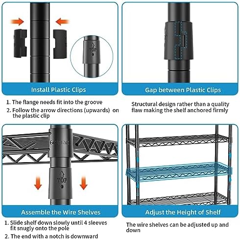 Golpart Heavy Duty Clothes Rack Metal Wardrobe with Adjustable Wire Shelves