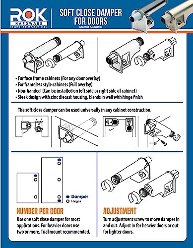 10 Pack Rok Hardware Soft Close for Cabinet Doors/Metal Soft Close Adapter/Da...