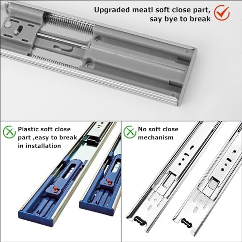 LONTAN 10 Pairs Soft Close Drawer Slides 20 Inch Heavy Duty Cabinet Rails