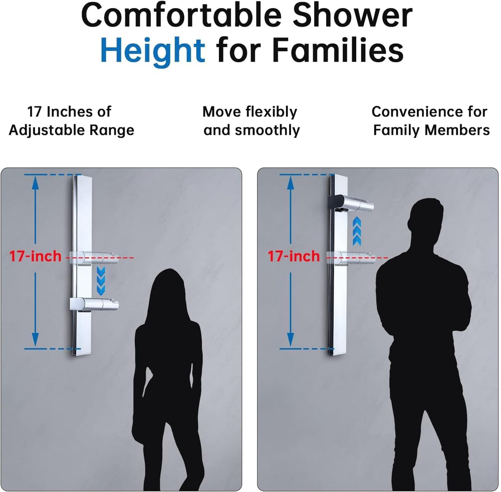 G-Promise No Drilling Metal Shower Slide Bar with Head Holder (Chrome)