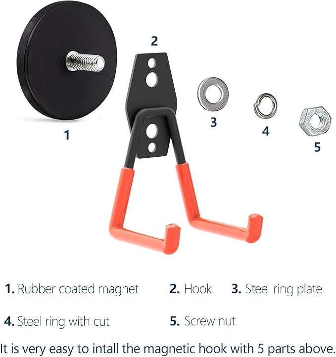 Super Strong Garage Magnetic Hooks Heavy Duty-6Pack, Powerful Magnetic Strips...