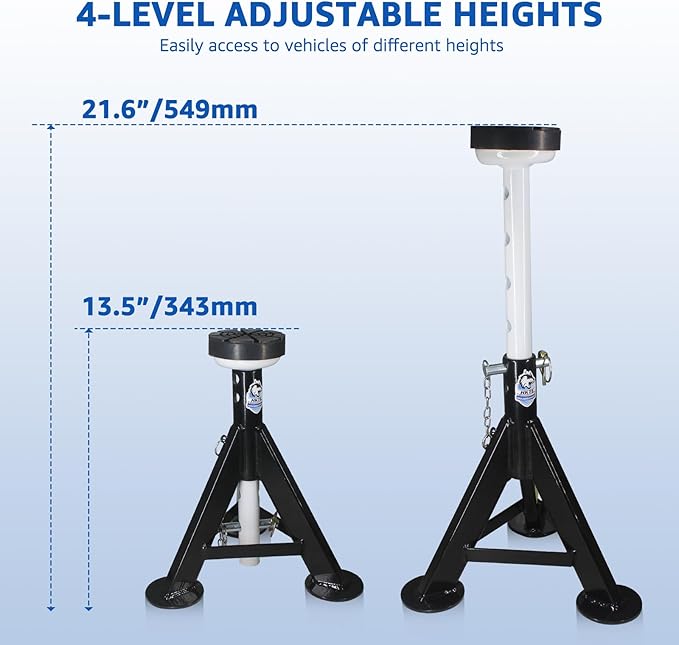 HKTE 4 Ton Heavy Duty Jack Stands, Security Locking Pins, 000 lbs Capacity (2...