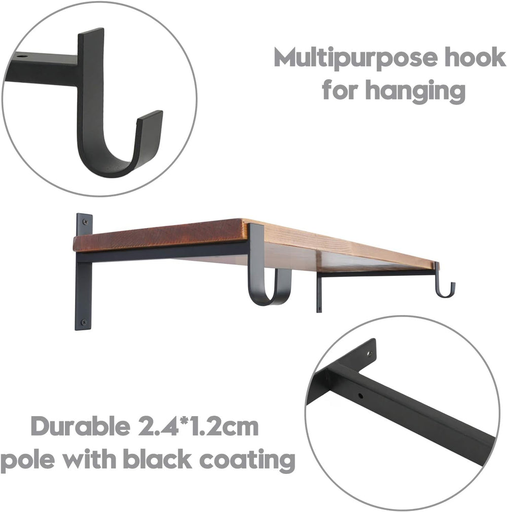 AddGrace Closet Rod Bracket Heavy Duty Shelf Brackets Black 12 Inch 4 Pack