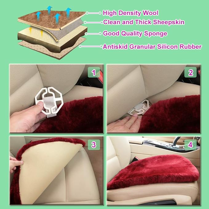 Fluffy Genuine Australia Sheepskin Car Seat Cover