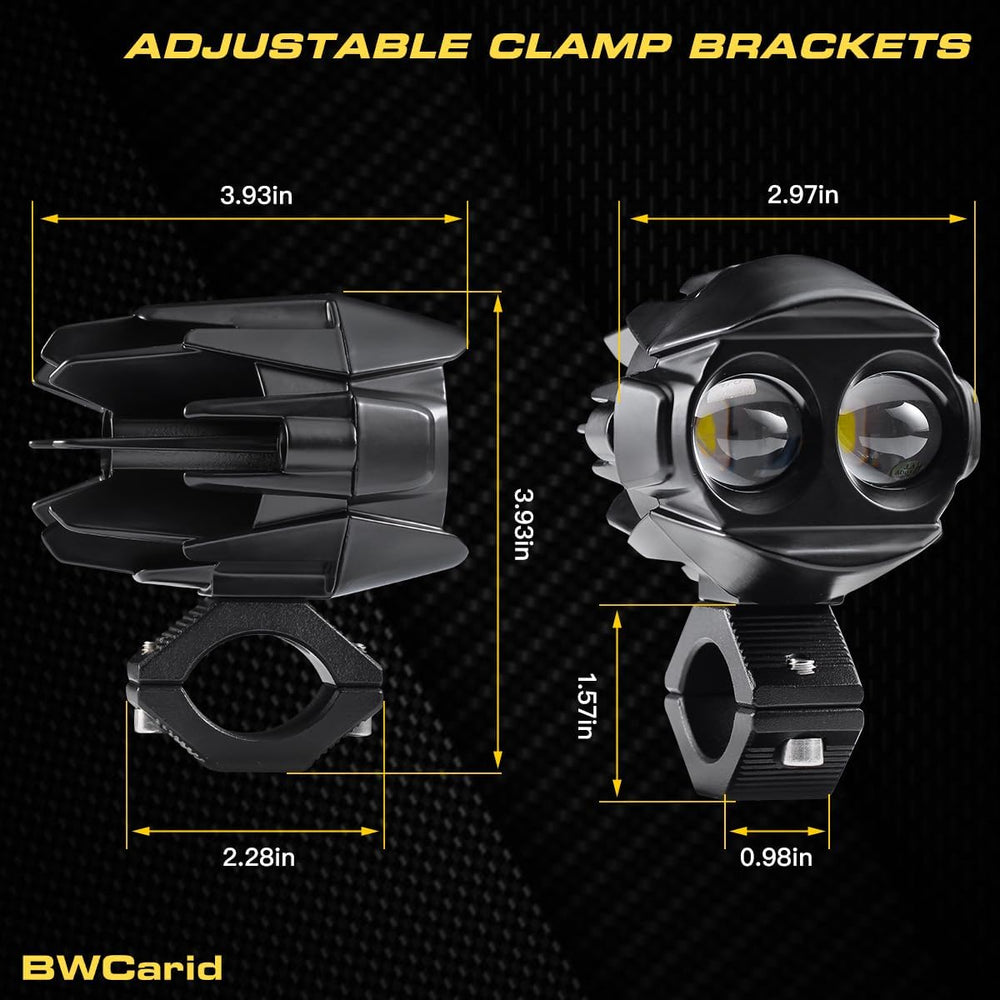 D7 Motorcycle Driving Fog Lights LED Kit Amber White 6 Modes Strobe | Auxilia...