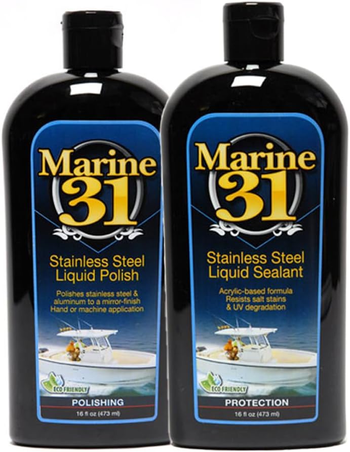 Marine 31 Stainless Steel Polish & Sealant Combo | Cleans, Polishes &...