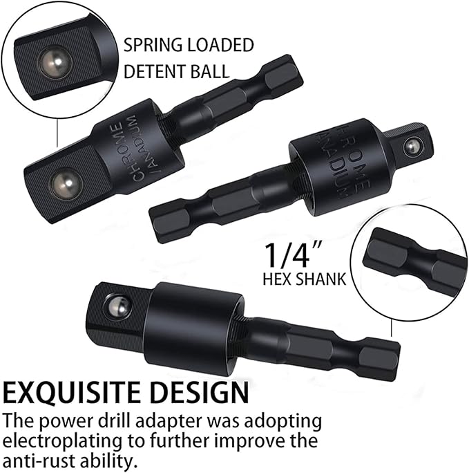 17Pcs Tools Flexible Drill Bit Extension, Include 3Pcs Rotatable Socket Adapter