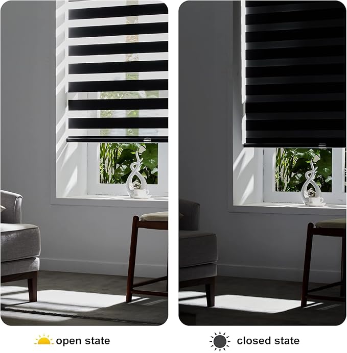 Persilux Cordless Zebra Roller Window Shades Free-Stop Roller Blinds Light