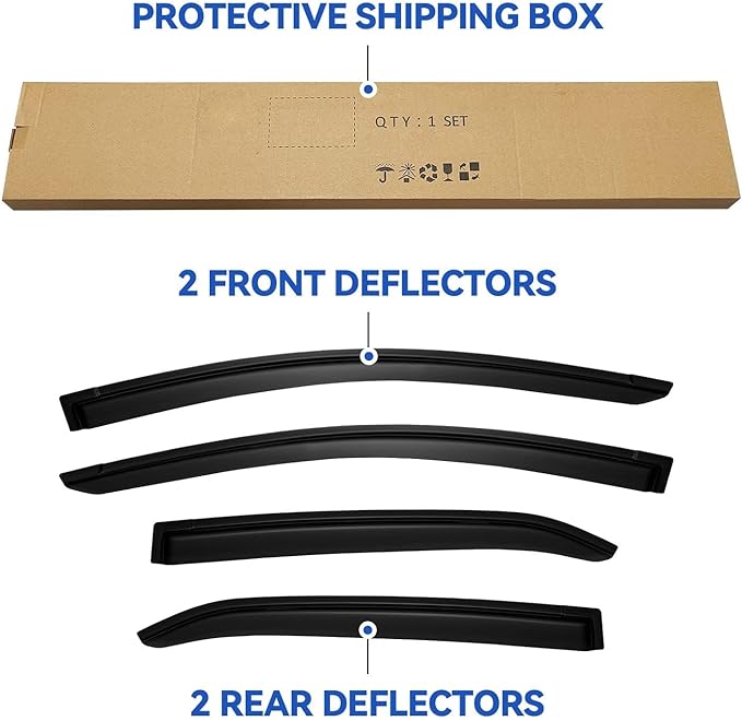 Window Visors Rain Guards for Toyota Corolla 2014-2019, Out-Channel Window Vent