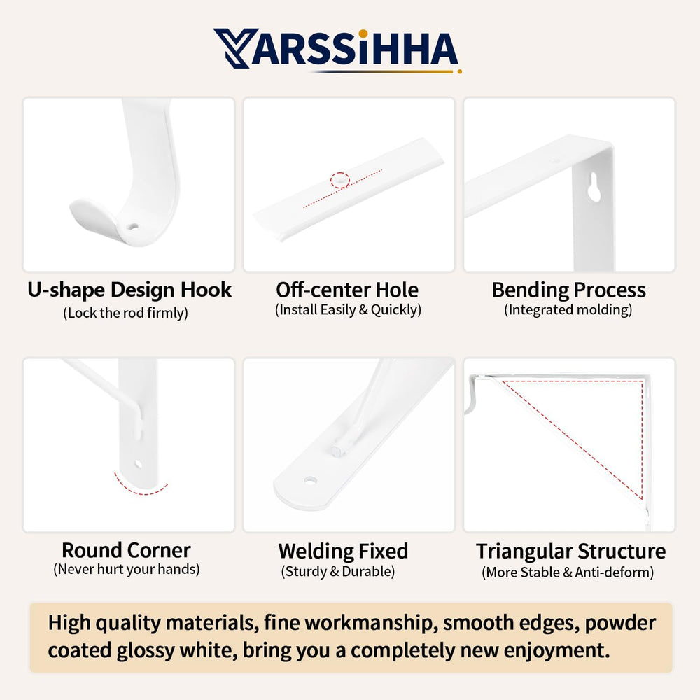 Yarssihha 6 Pack Closet Rod Bracket, 12 x 10.4 Inch Wall Mounted Closet Shelf...