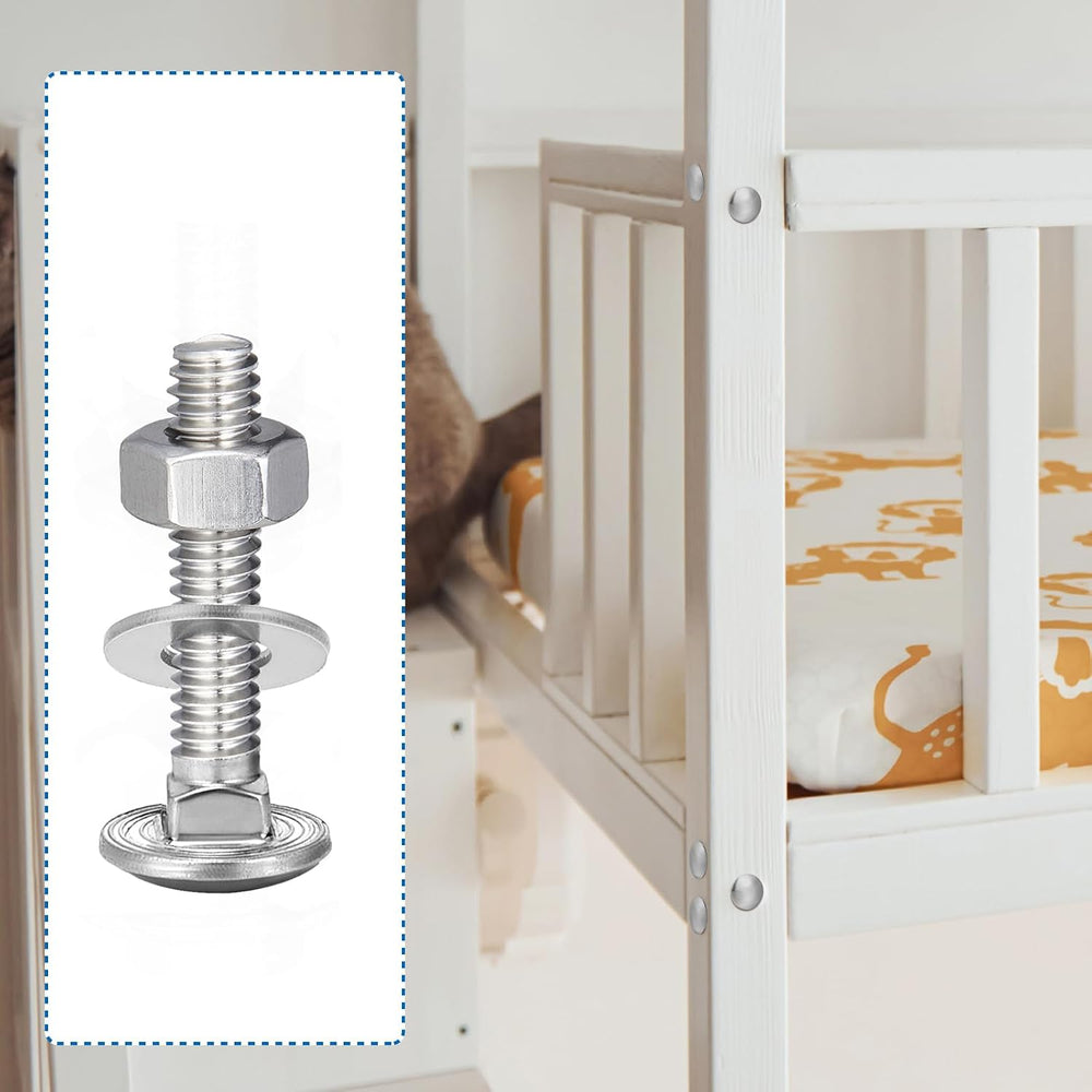 Zonon 50 Sets 3/8-16 x 2 Carriage Bolts and Nuts Kit,Silver