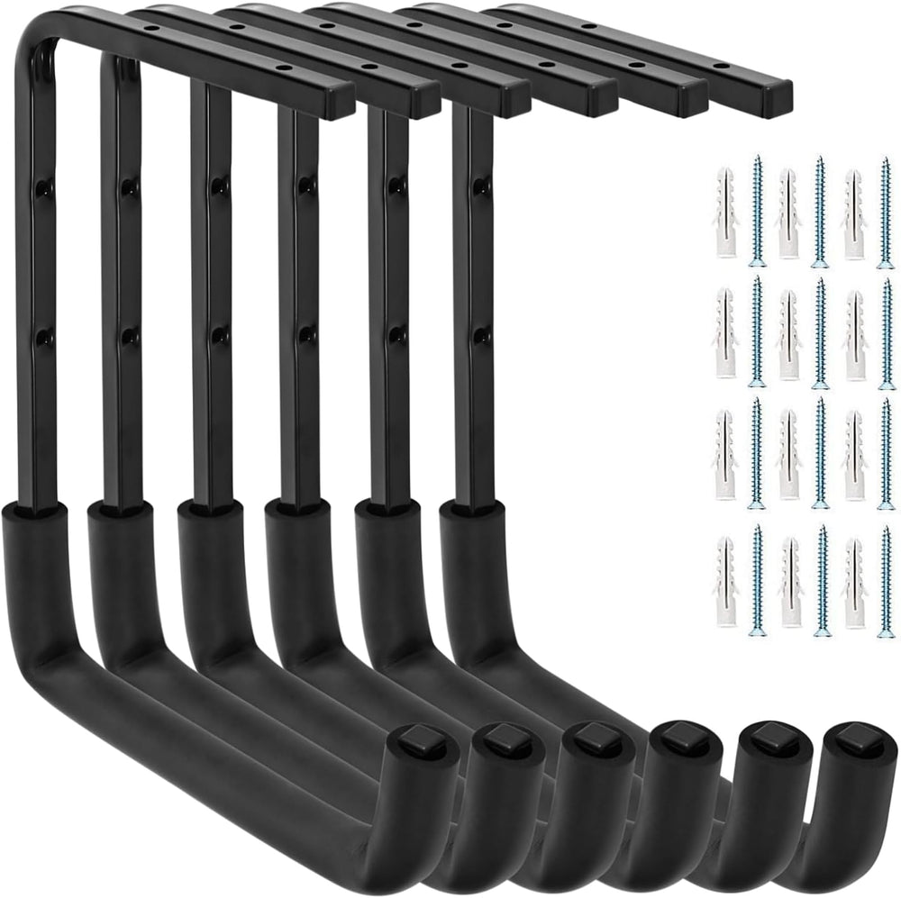6pcs Overhead Garage Storage Rack, tility Ladder Hangers, Ceiling Mounted Gar...