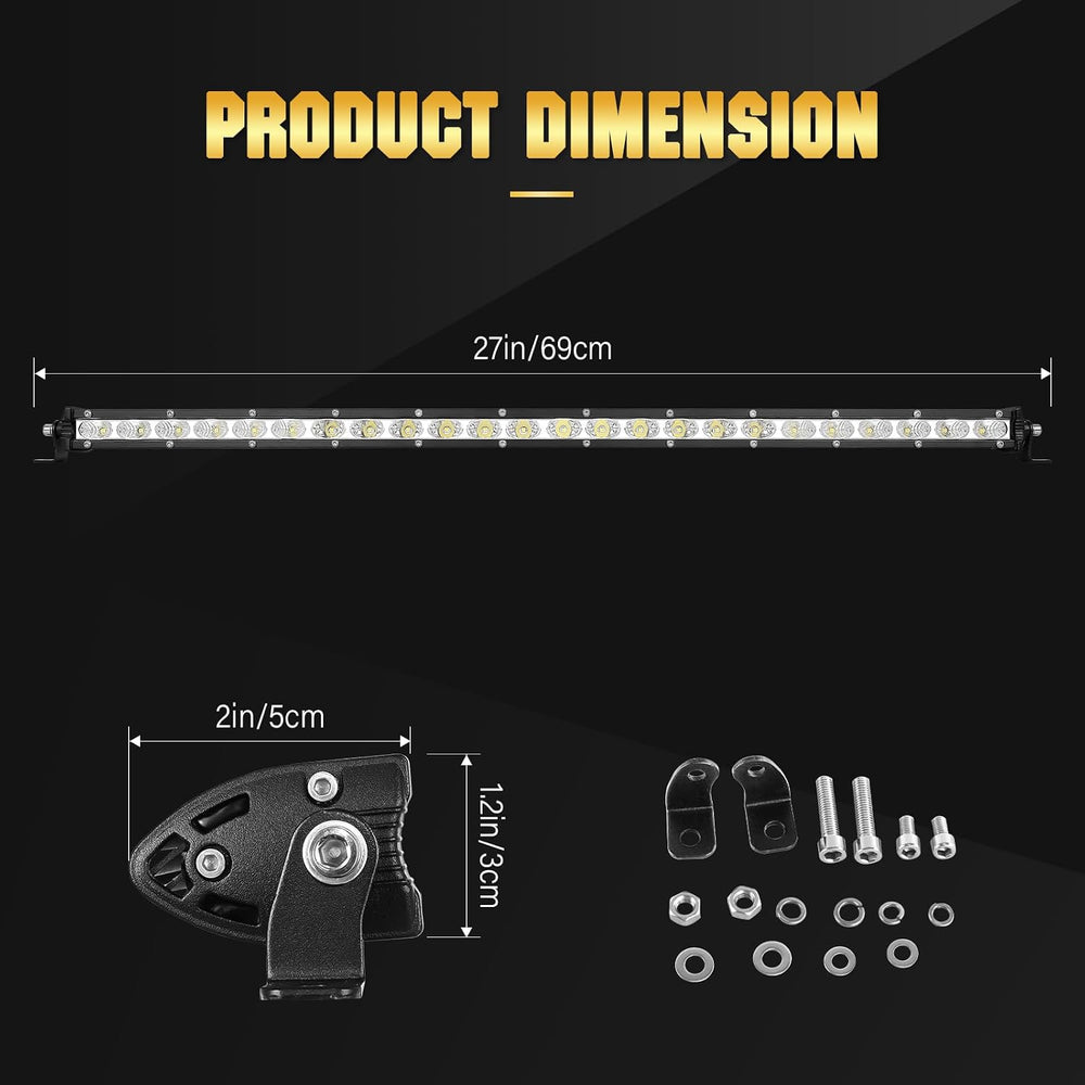 SKYWORLD 25 inch 120W Single Row LED Light Bar, Waterproof 6000K White