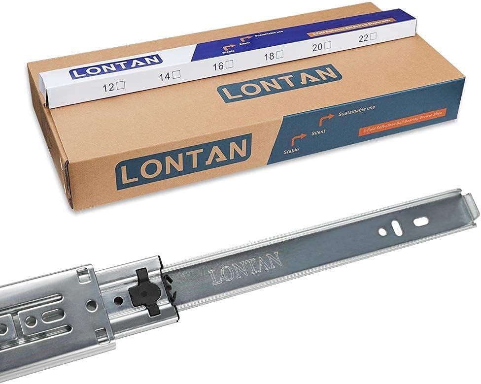 LONTAN 22 Inch Soft Close Drawer Slides with Rear Mounting Brackets 1 Pair