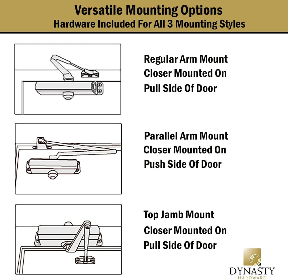 Dynasty 1636 Series Door Closer, Aluminum, Spring 3-6