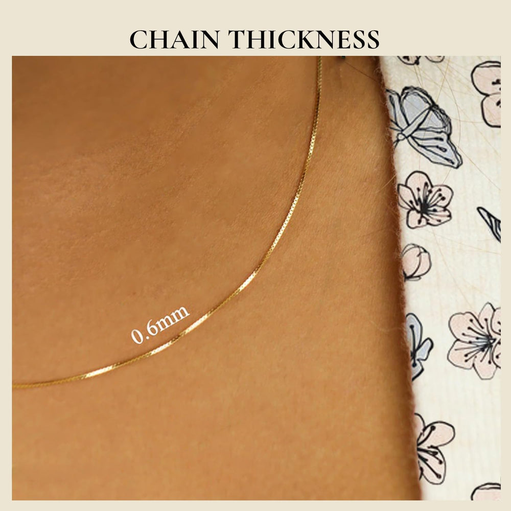 Everyday Elegance 10K Gold Box Chain Necklace for Women, Spring Ring Clasp