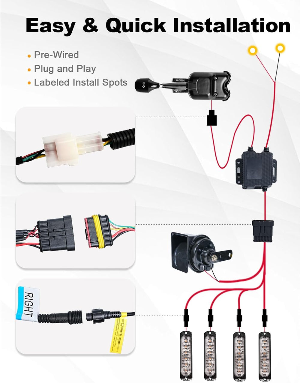 UTV Turn Signal Kit, Plug and Play, Universal Street Legal Kit