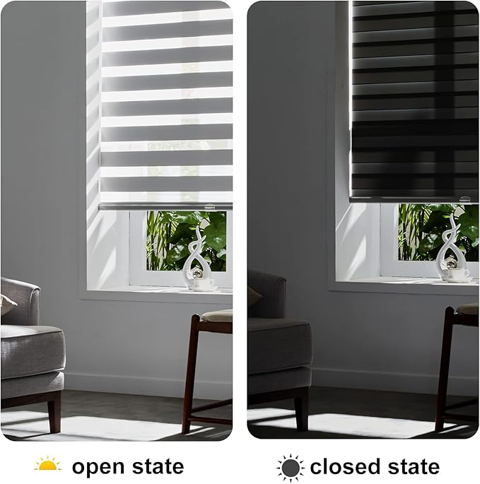 Persilux Cordless Zebra Blinds for Windows Free-Stop Dual Layer Roller Windows