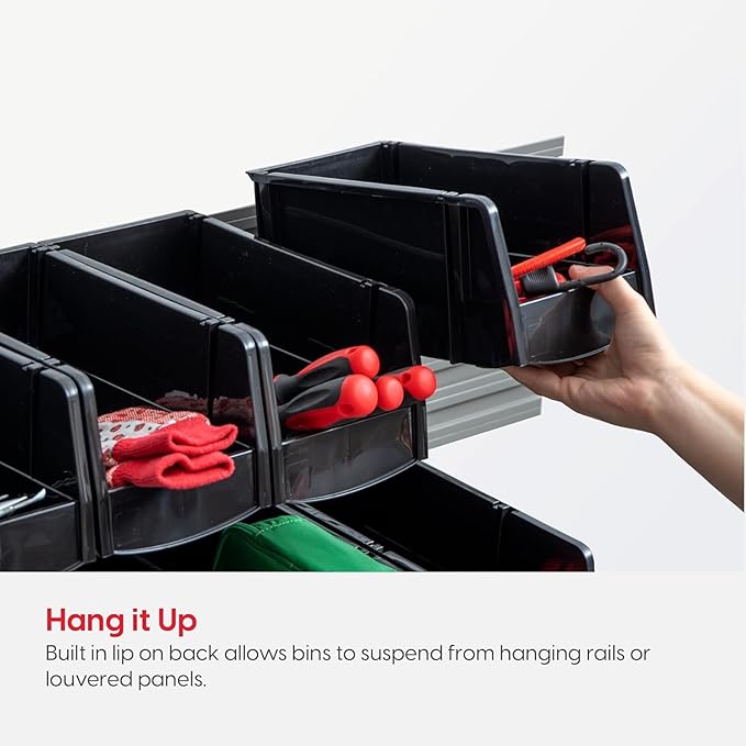 IRIS USA Stackable Storage Bins Open Front, 6 Pack, Plastic Hanging Organizer