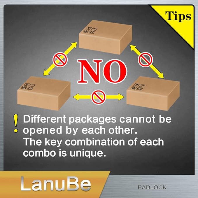 LanuBe Lock Laminated Steel Keyed Padlock, Keyed Alike Locks, Long Shackle (1...