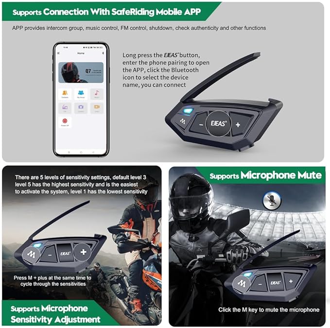 Motorcycle Bluetooth intercom MS20 2000m Helmet Intercom, 20 Riders Motorcycle