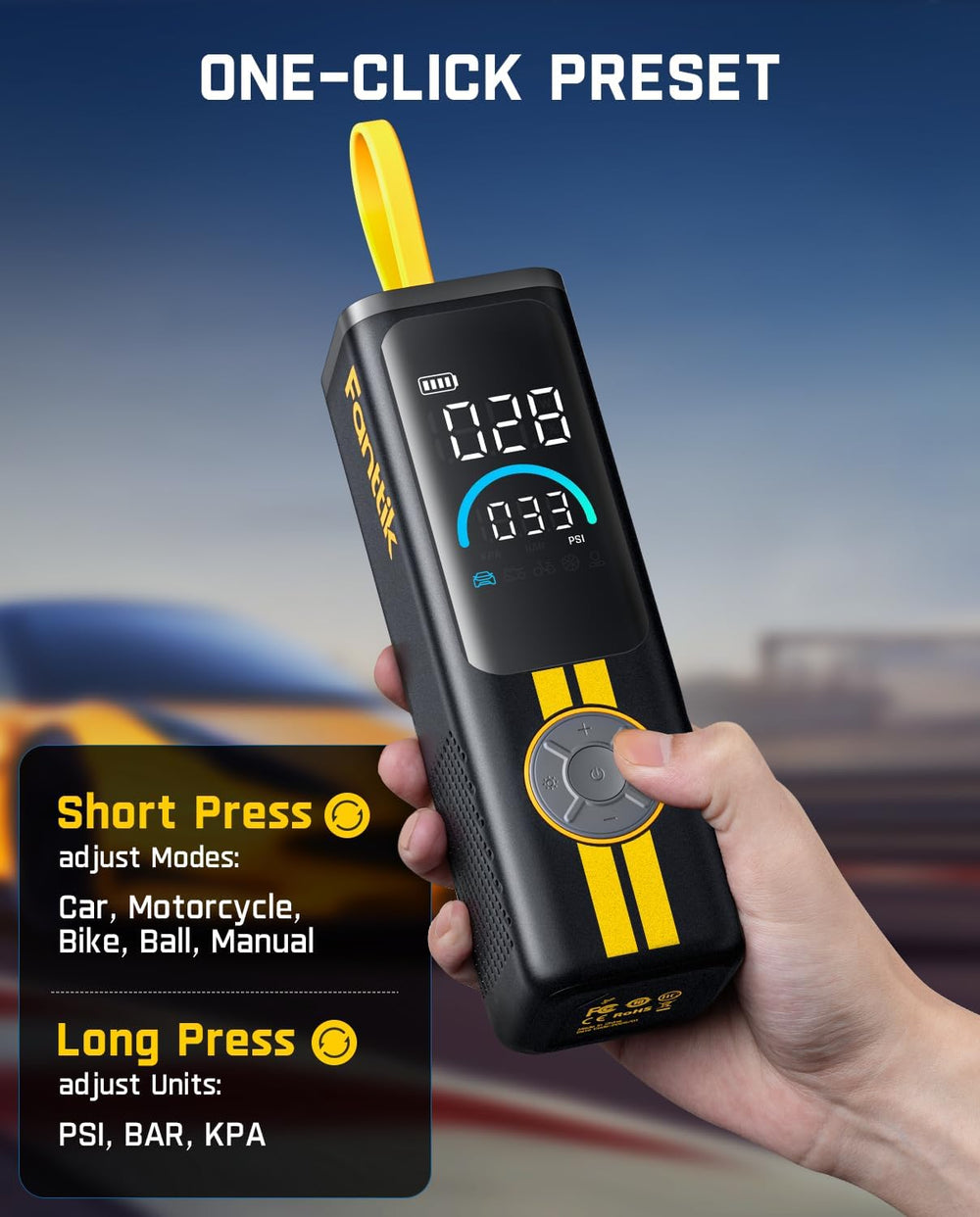 Fanttik X9 APEX Portable Air Compressor for Car Tires, 35s Fast Inflation