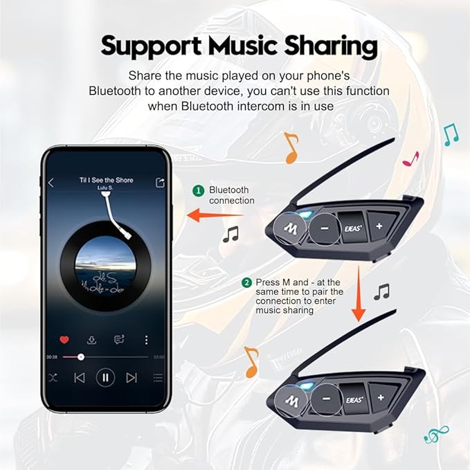 Motorcycle Bluetooth intercom MS20 2000m Helmet Intercom, 20 Riders Motorcycle