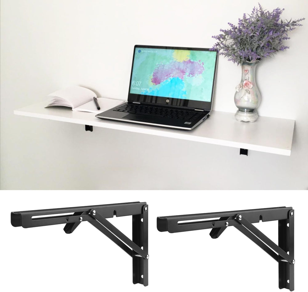 4 Pairs 8 PCS 12 Inch Folding Shelf Brackets,Metal Collapsible Shelf Bracket ...