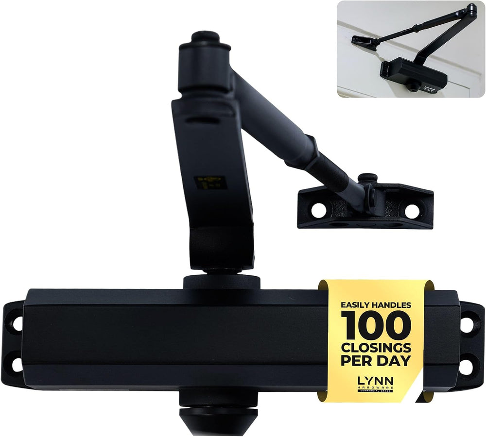 LYNN HARDWARE Medium Duty Automatic Door Closer - Durable Cast Aluminum