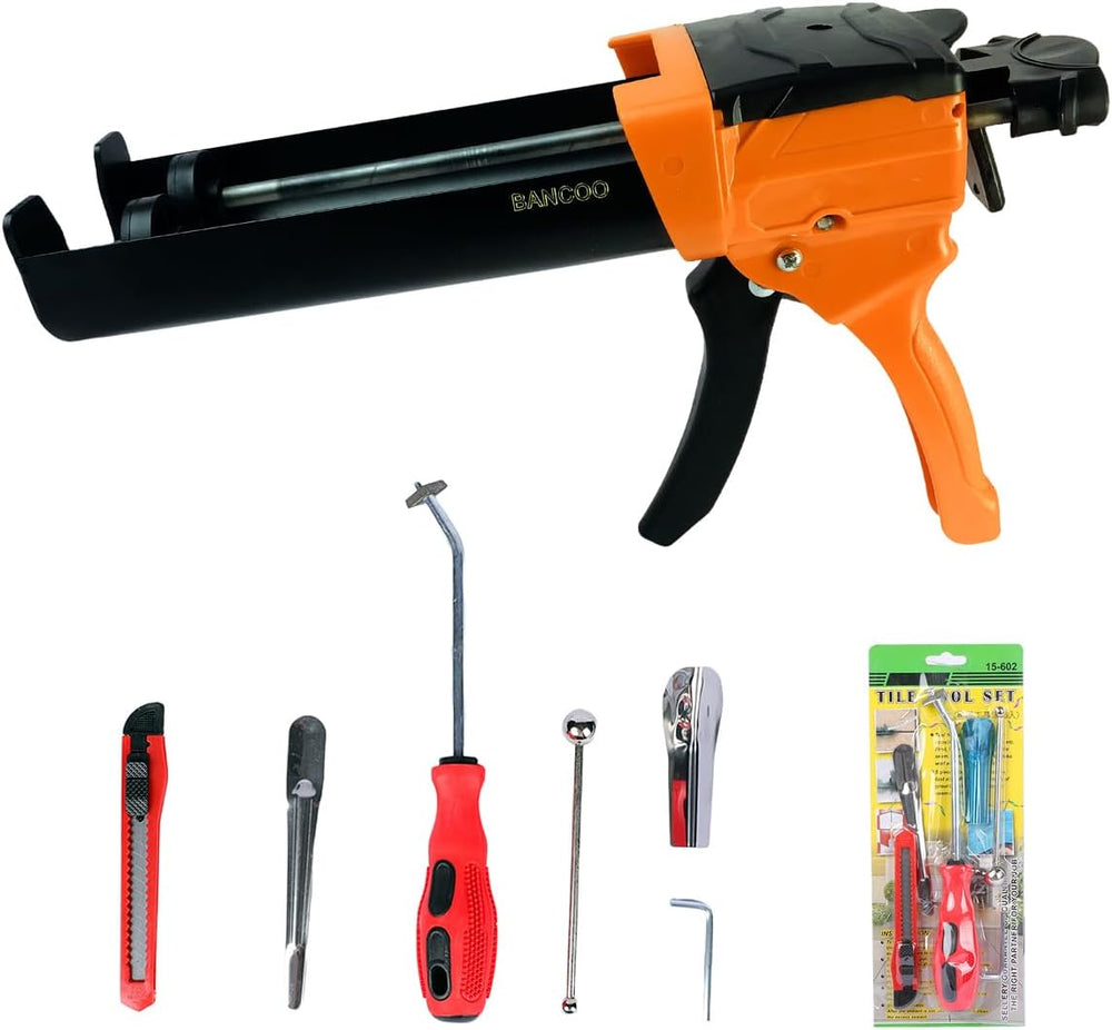 Hydraulic Dual Caulking Gun, 400mL 1:1 Epoxy Gun for Tile Grout