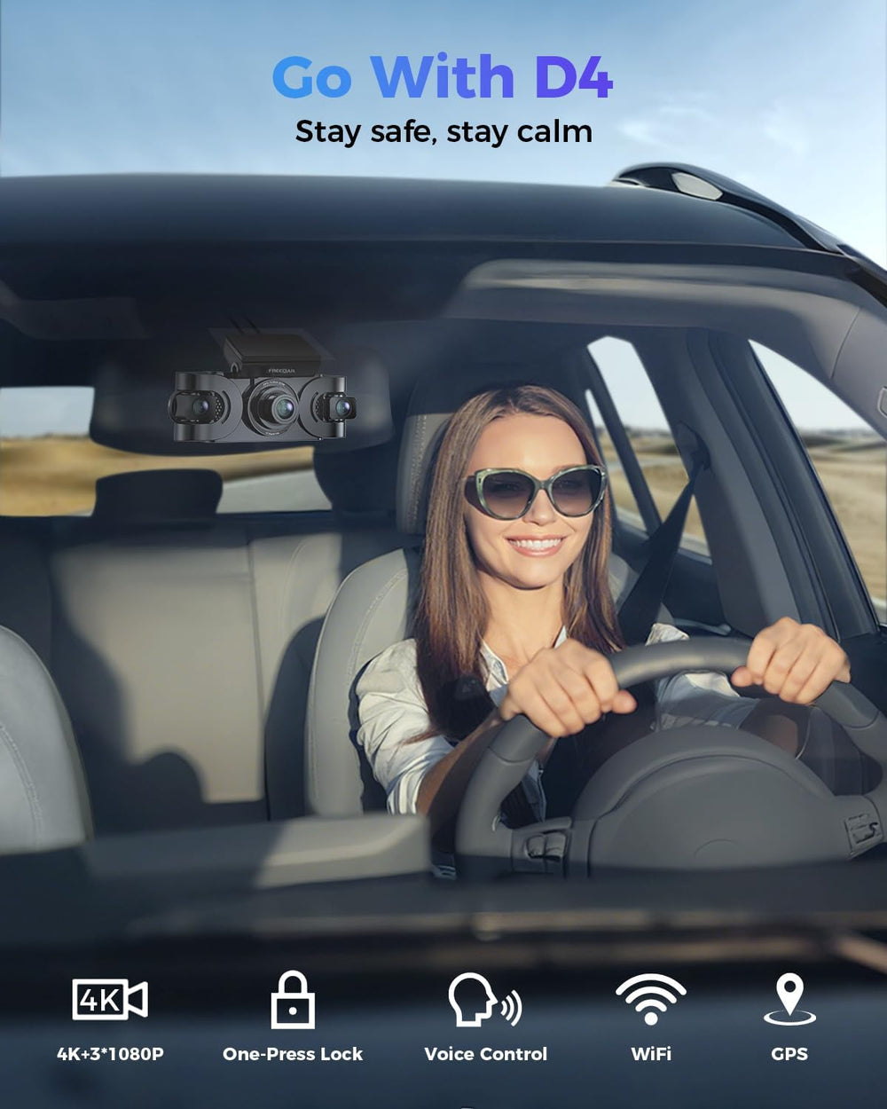 4K 360° Dash Cam with 128GB Card for Uber & Lyft Drivers