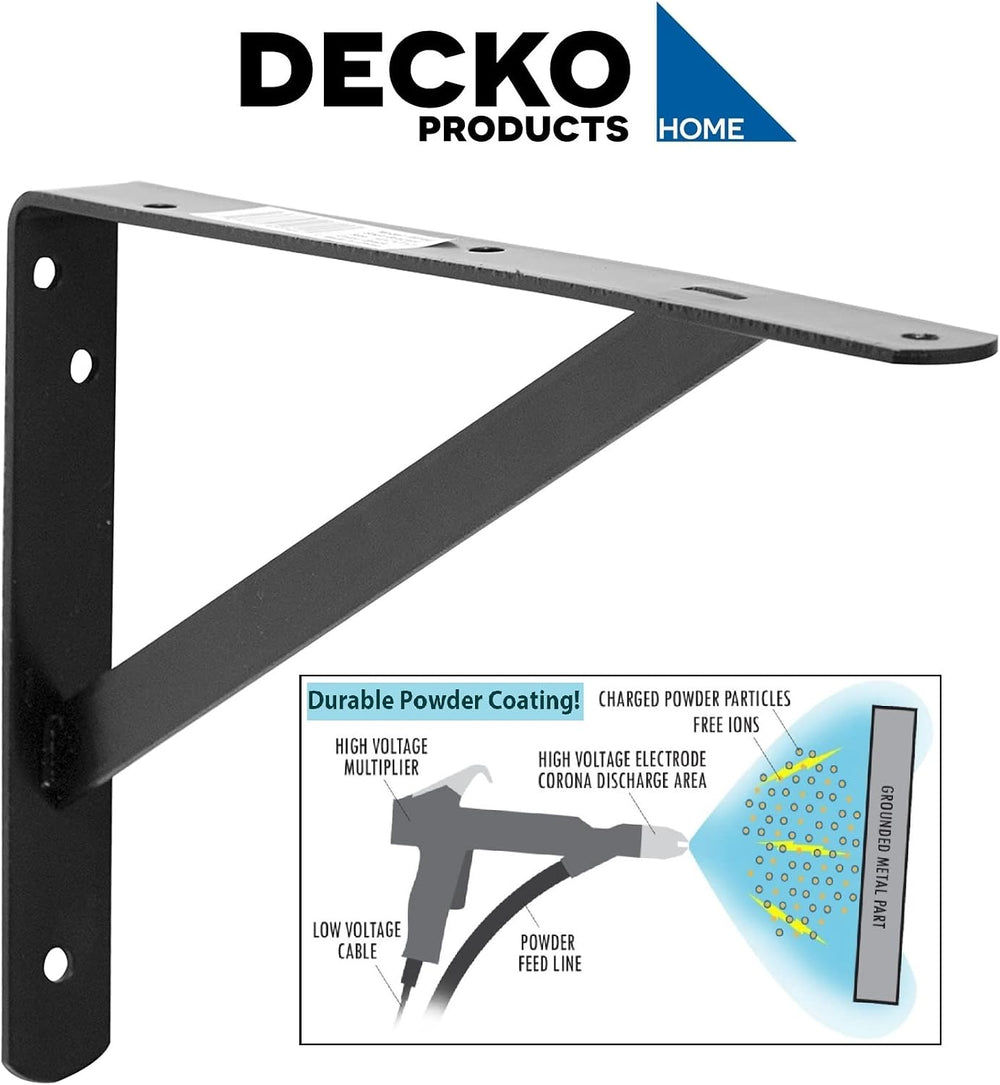 Decko Products 49144-10 Heavy-Duty Shelf Bracket, 10.5-Inch X 7.5-Inch, Black...