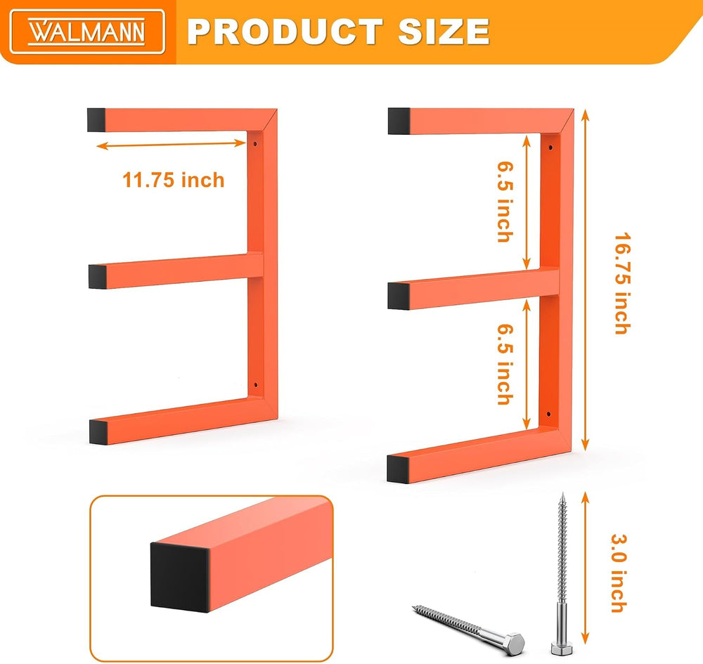 WALMANN Garage Wall Mounted Lumber Storage Rack, Overhead Lumber Racks