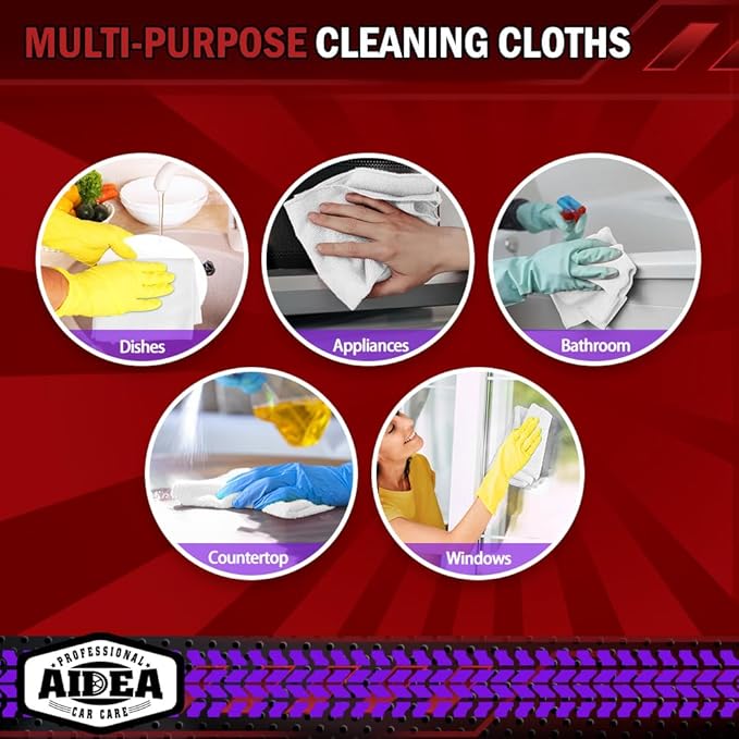 AIDEA Microfiber Cleaning Cloth White 150PK, Microfiber Towels