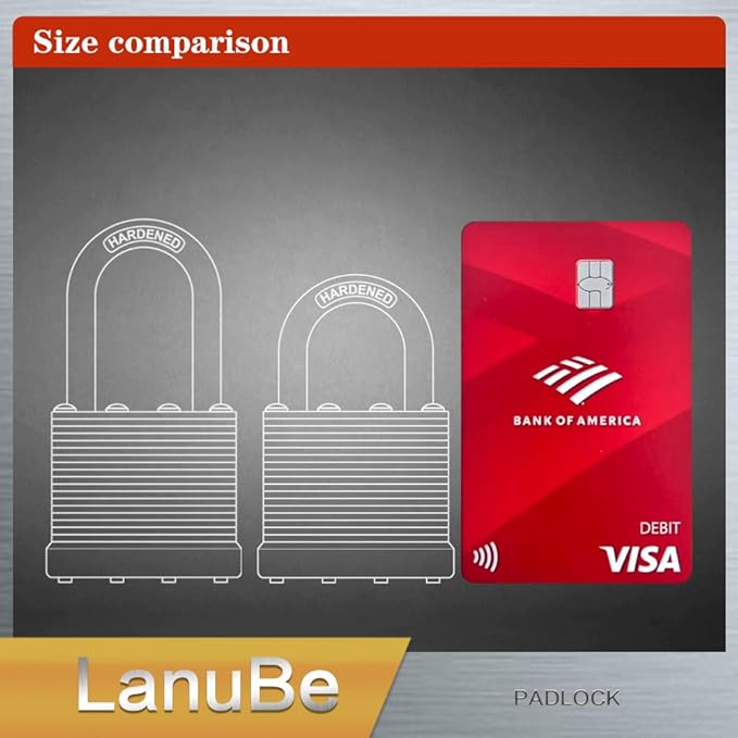 Lanube Lock 12-Pack Laminated Keyed Padlock Set 3 Colors, 2 Short 2 Long