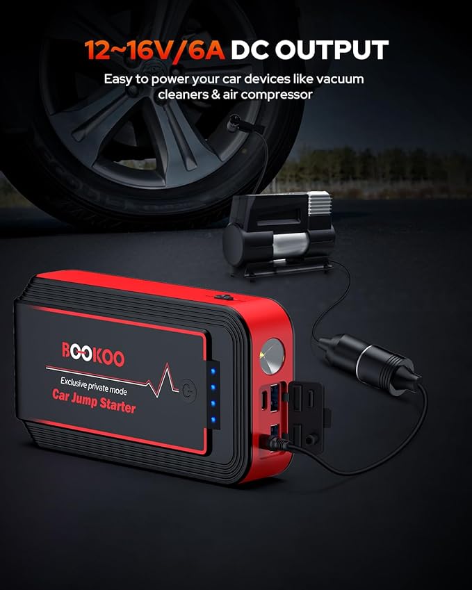 Jump Starter 3000A, BOOKOO Car Battery Jumper Starter Portable, 12V Jump Start
