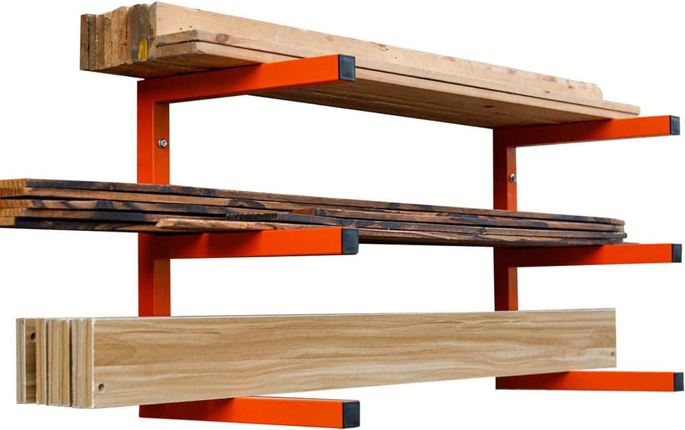 Lumber Storage Rack Wall Mount, Heavy Duty Metal Wood Organizer