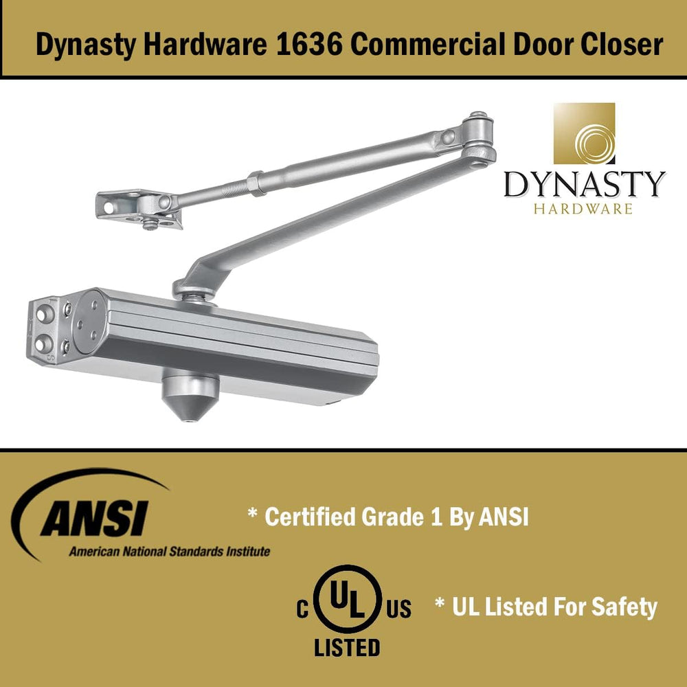 Dynasty 1636 Series Door Closer, Aluminum, Spring 3-6
