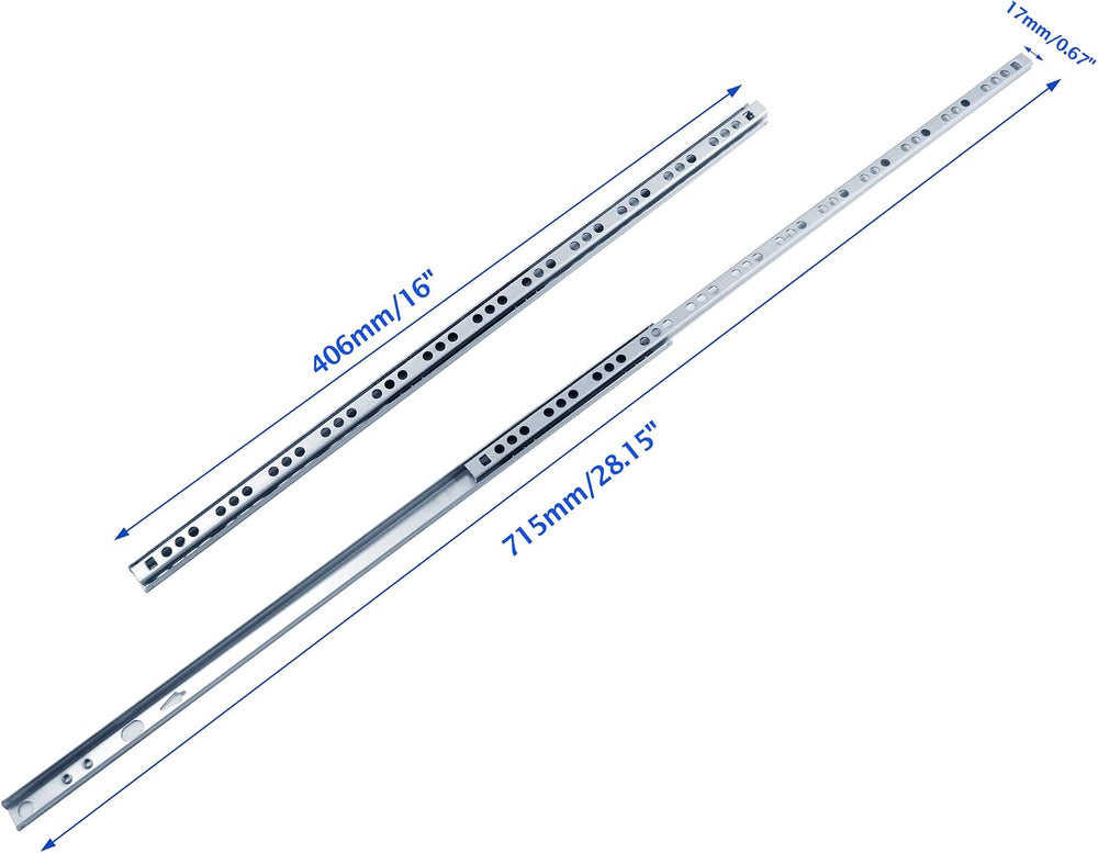 Uenhoy 6 Pair Drawer Slides 16" Two Way Slide Track Rail