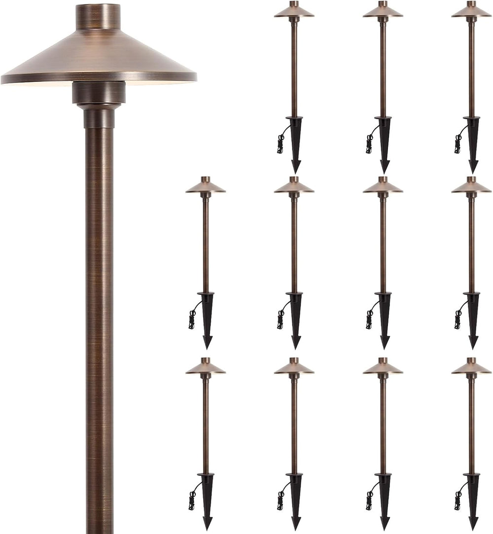 Gardencoin Solid Brass Low Voltage Pathway Lights, 12V AC/DC Heavy Duty LED (...