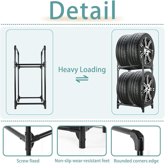 Hershii Tire Storage Rack Standing Garage Storage Shelf Organizer